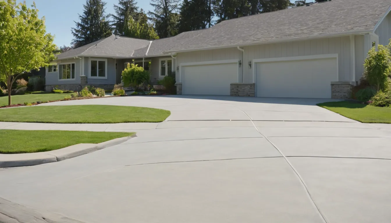 A freshly poured concrete driveway beside a family home in Wixom